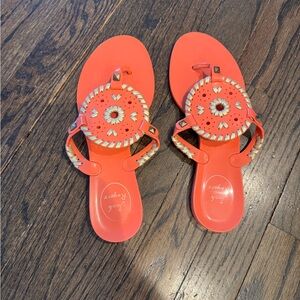 Jack Rogers Coral-Orange Leather Medallion Sandals Collins Size 7